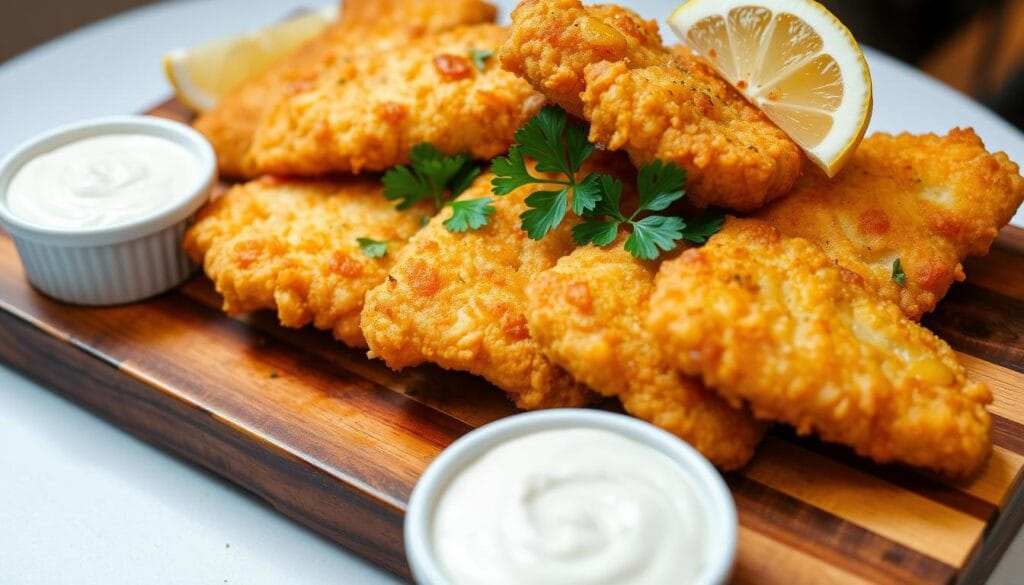 Fried cod fillets