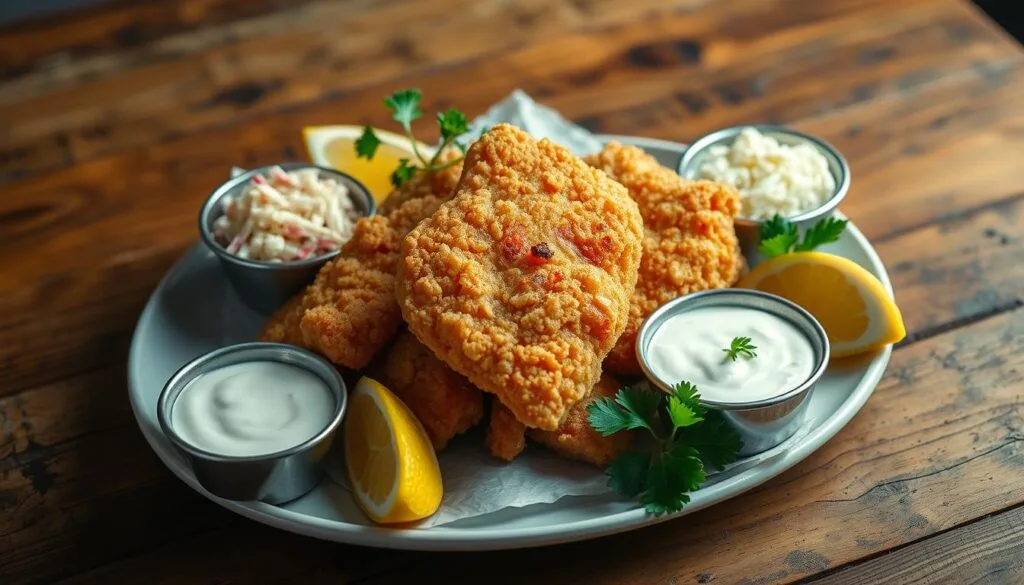 Fried cod with sides