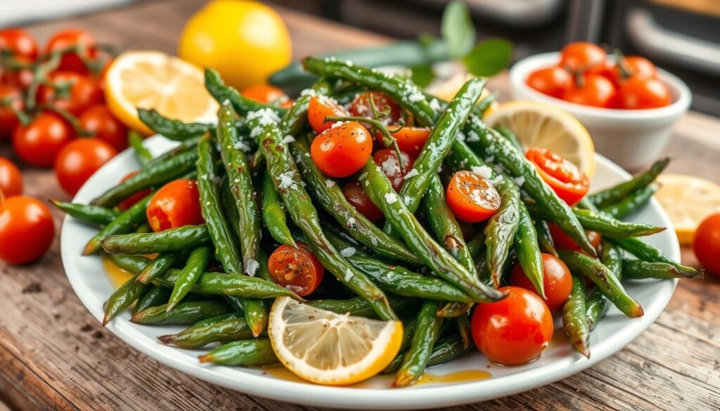 Roasted frozen green beans